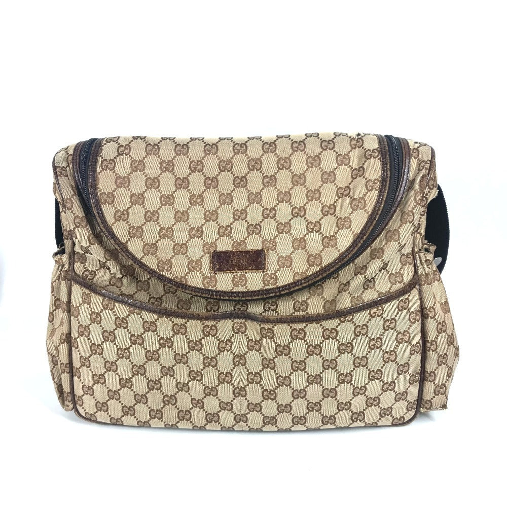 Gucci GG Mother's Leather Canvas Beige Shoulder Bag