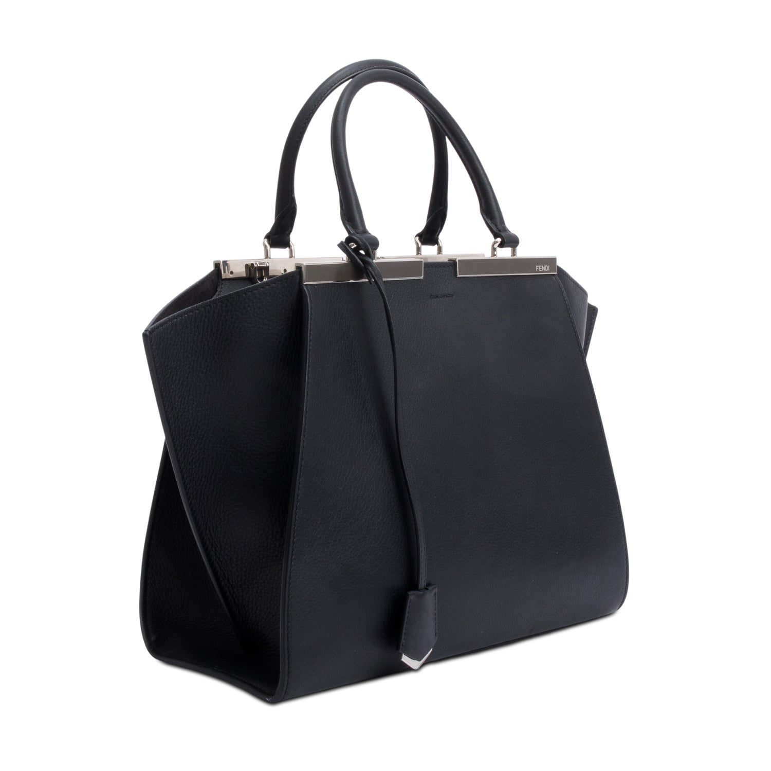 Fendi Vitello Elite 3Jours Tote Leather Black Tote Bag
