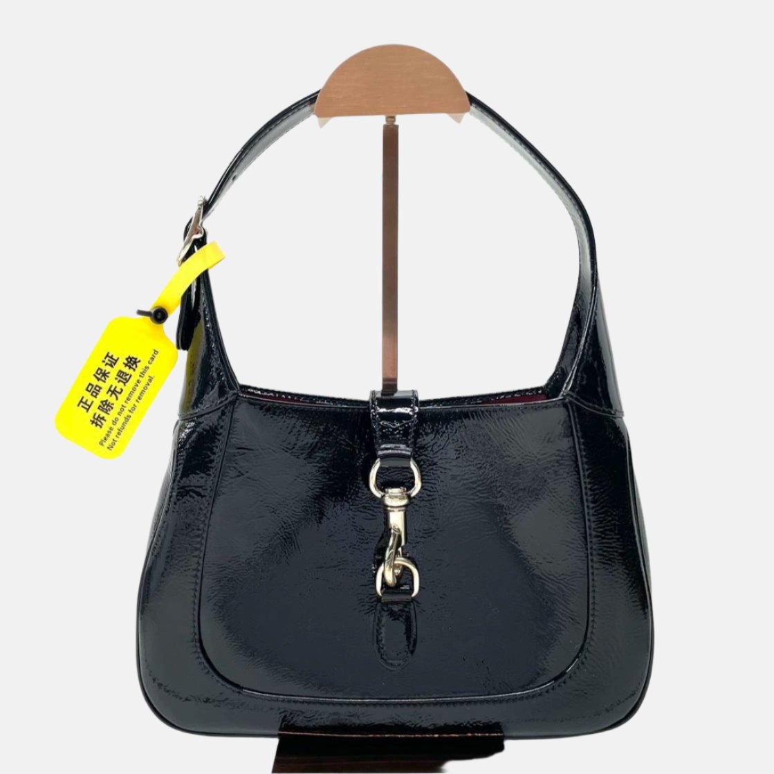 Gucci Jackie S24 Leather Patent Black Small Shoulder Bag