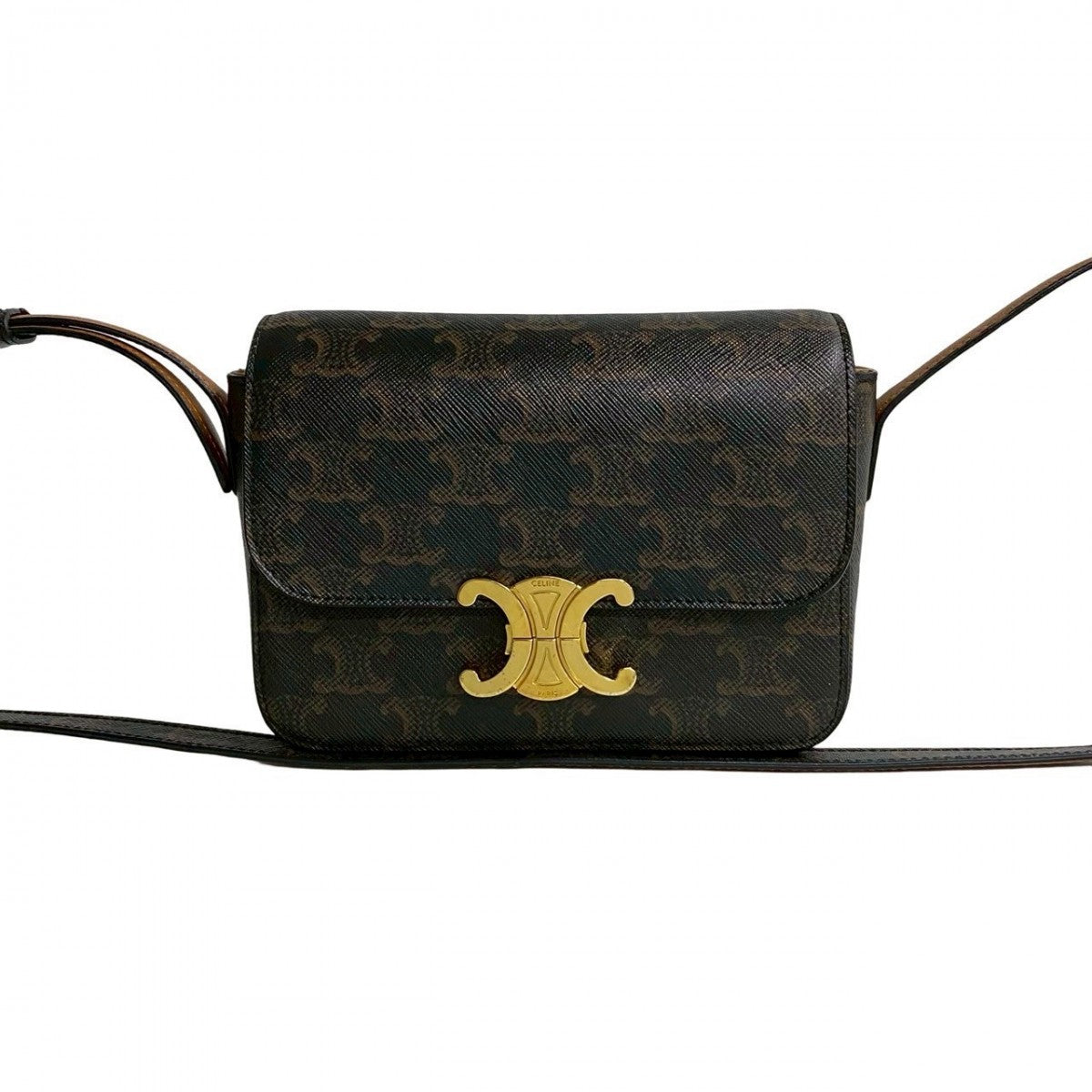 Shoulder Bag , Pvc Logo Metal Triomphe Leather Brown