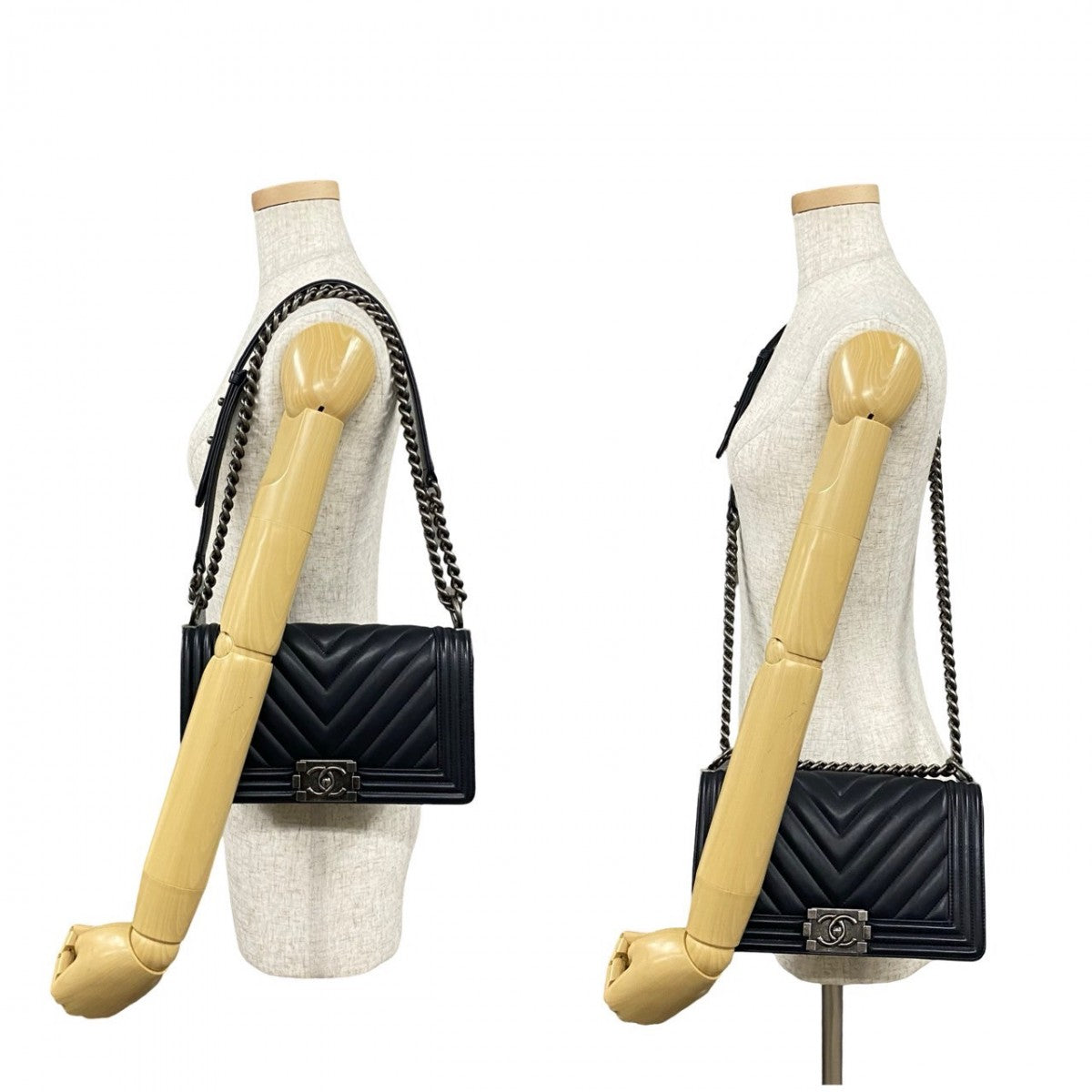 Chanel Navy COCO Mark Restitch Boy Leather Shoulder Bag