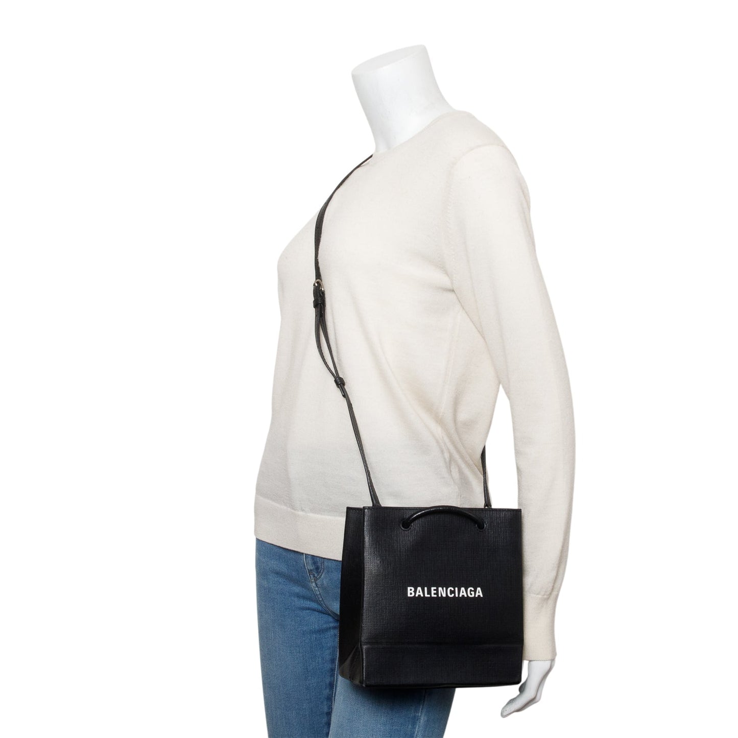 Balenciaga Calfskin Xxs Shopping Tote Leather Black Tote Bag