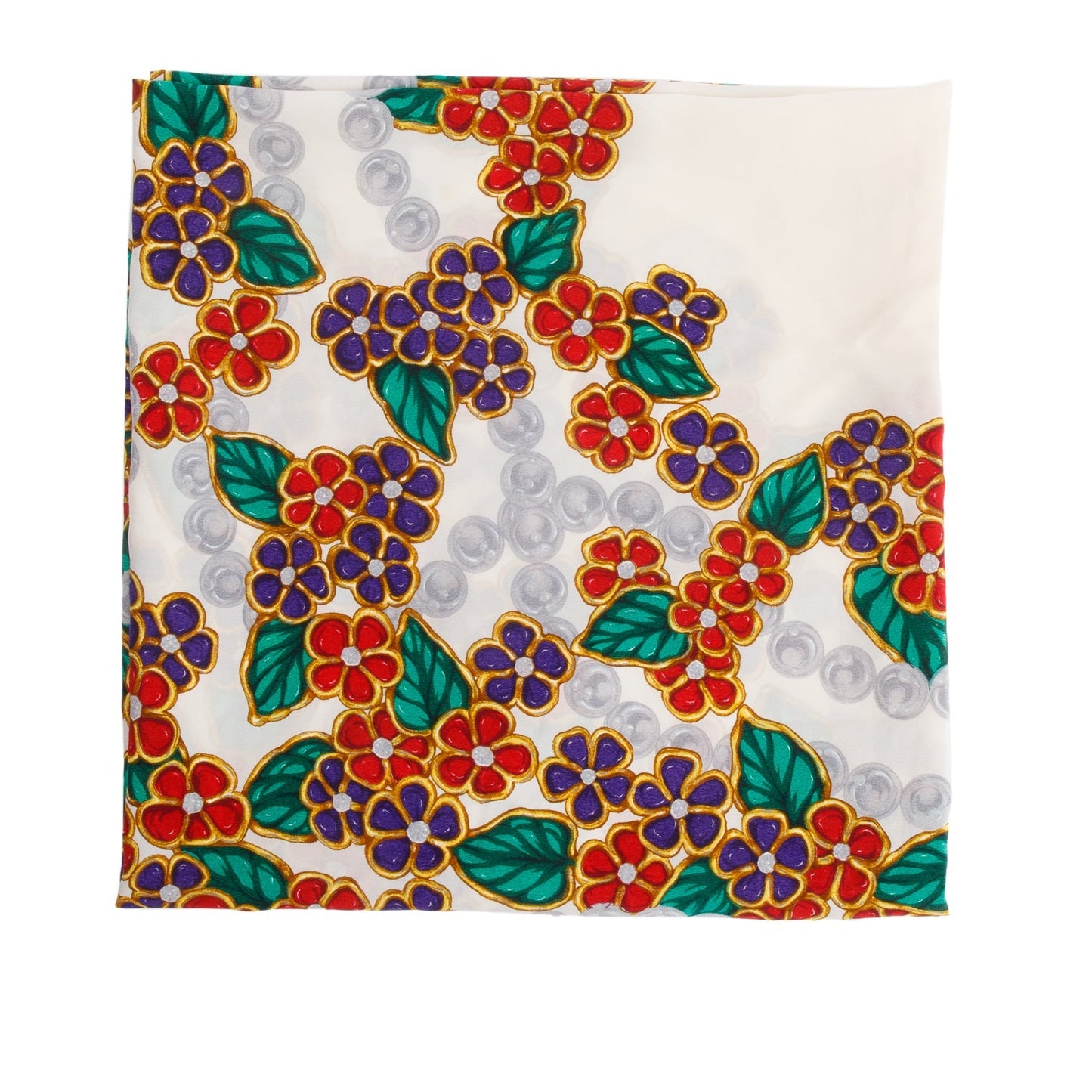 Chanel Neutral Printed Square Silk Stole Multicolor Scarf