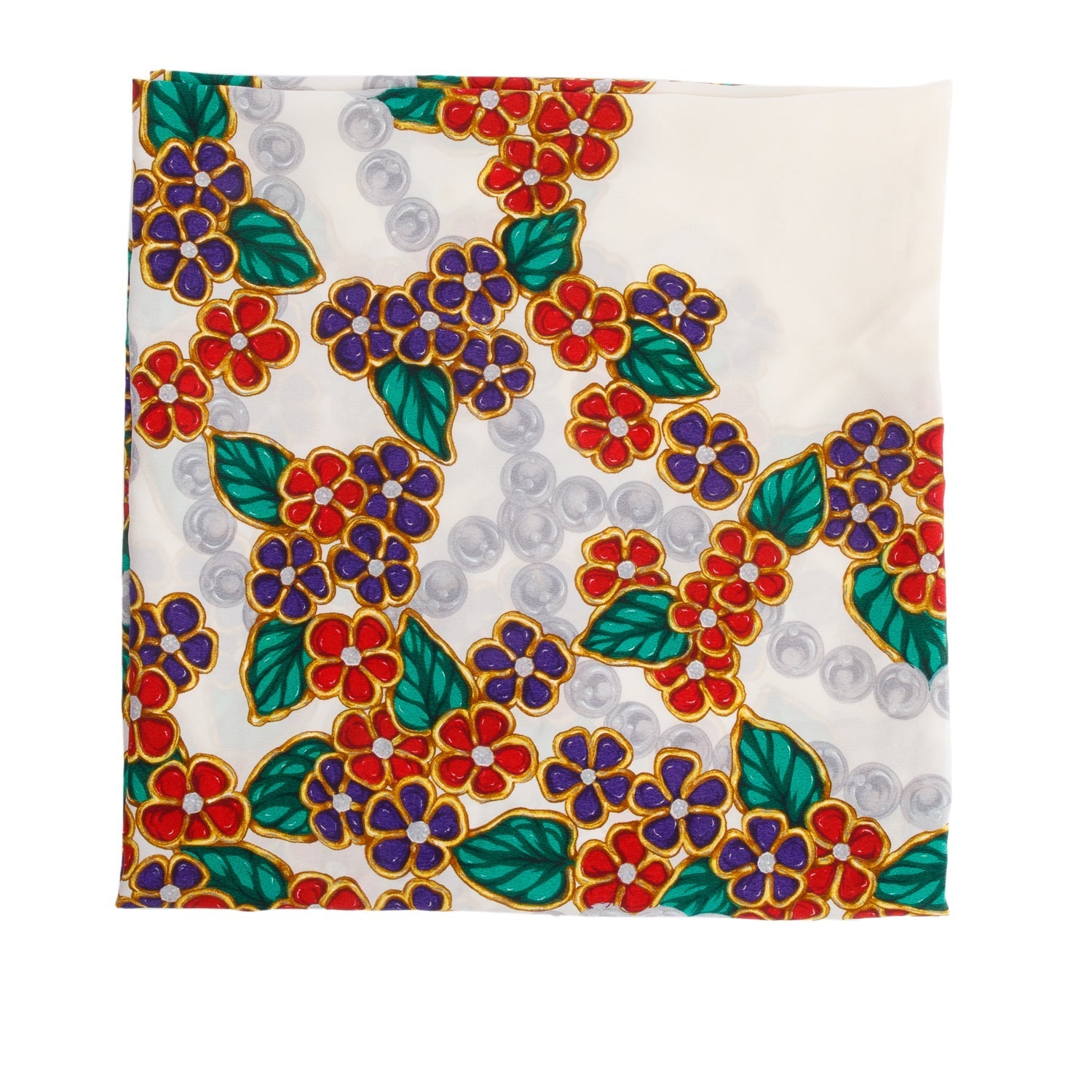 Chanel Neutral Printed Square Silk Stole Multicolor Scarf