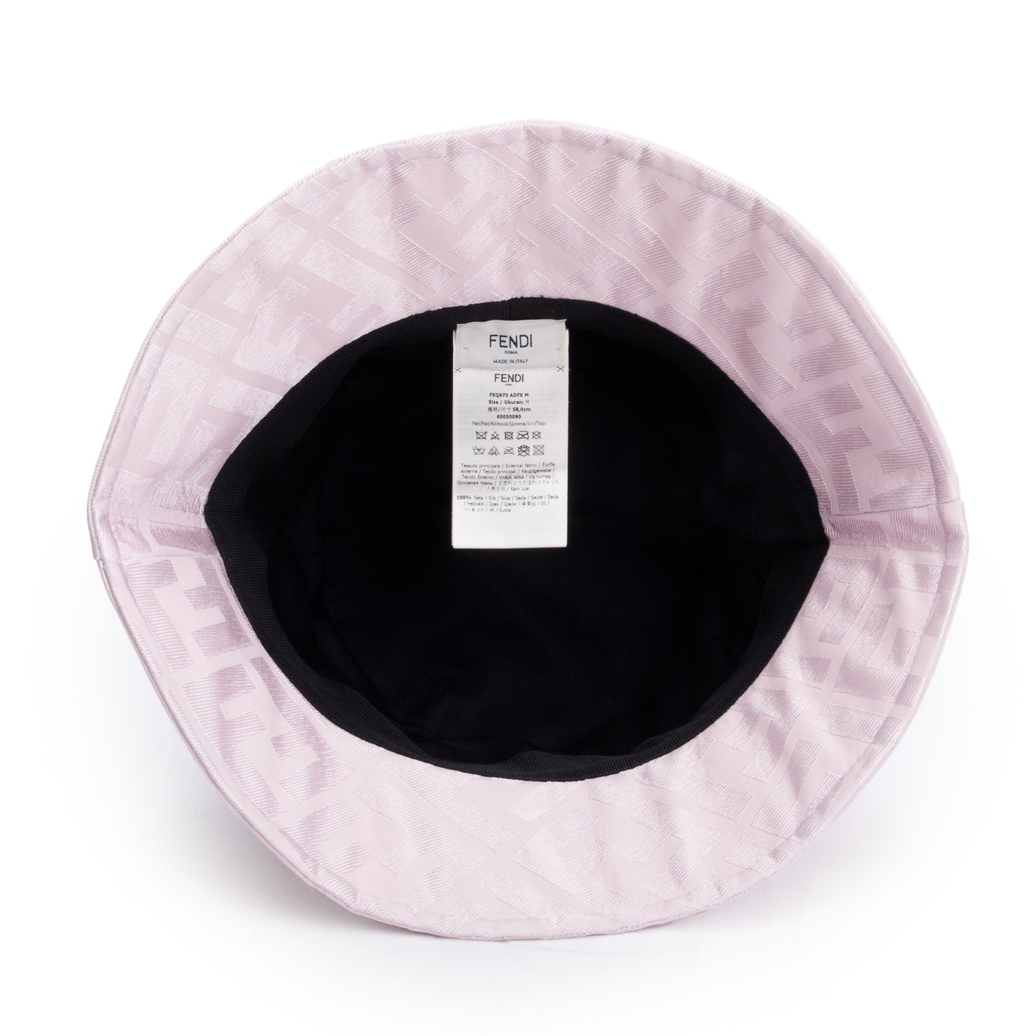Fendi Zucca Ff Silk Hat Size Pink Bucket Bucket Bag