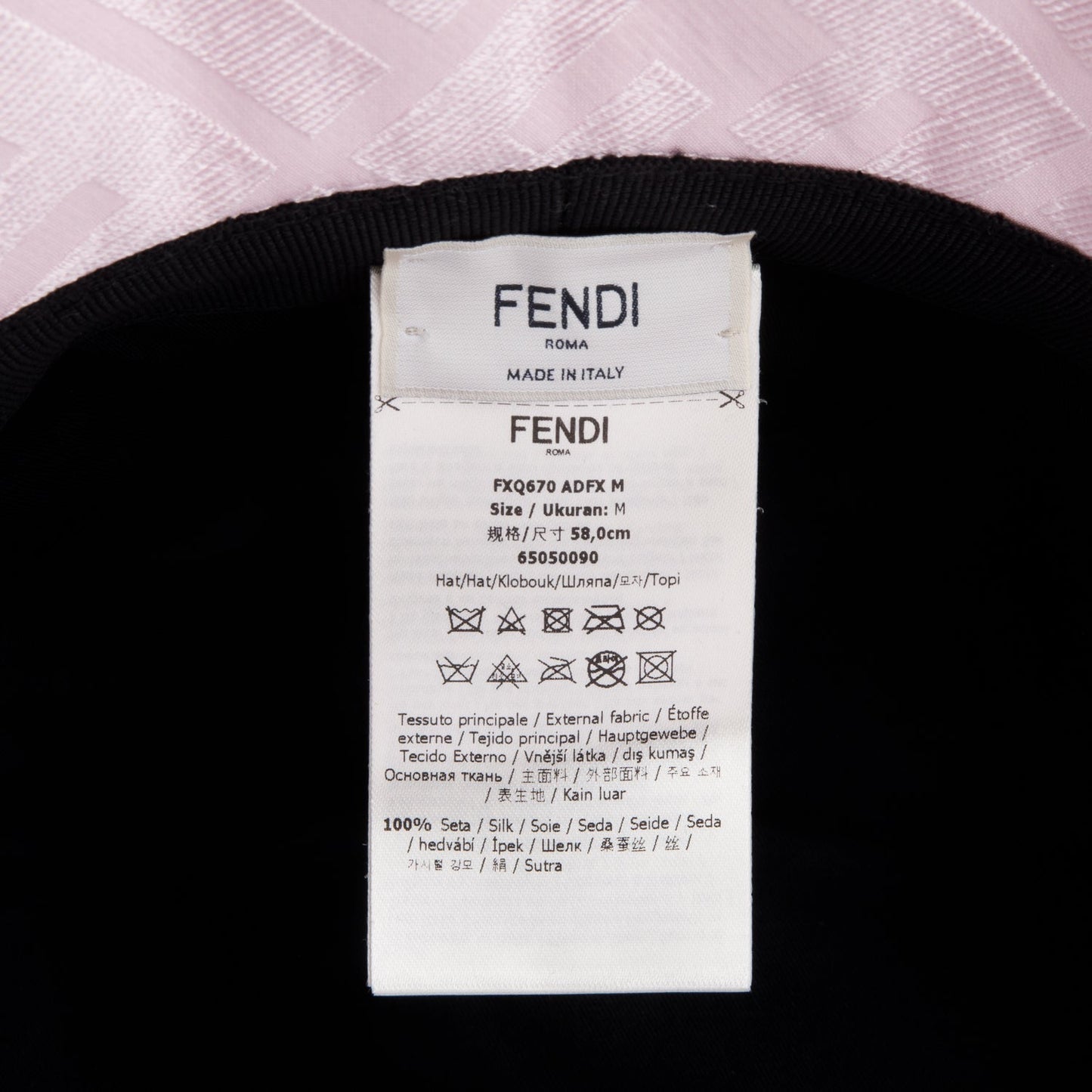 Fendi Zucca Ff Silk Hat Size Pink Bucket Bucket Bag