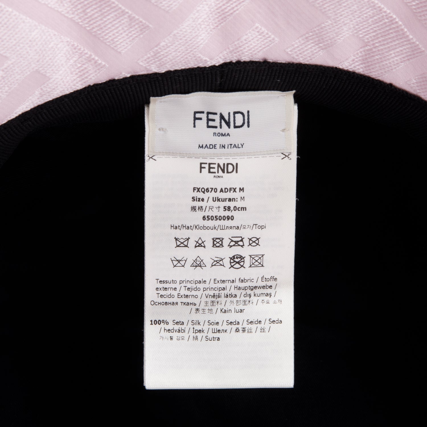 Fendi Zucca Ff Silk Hat Size Pink Bucket Bucket Bag