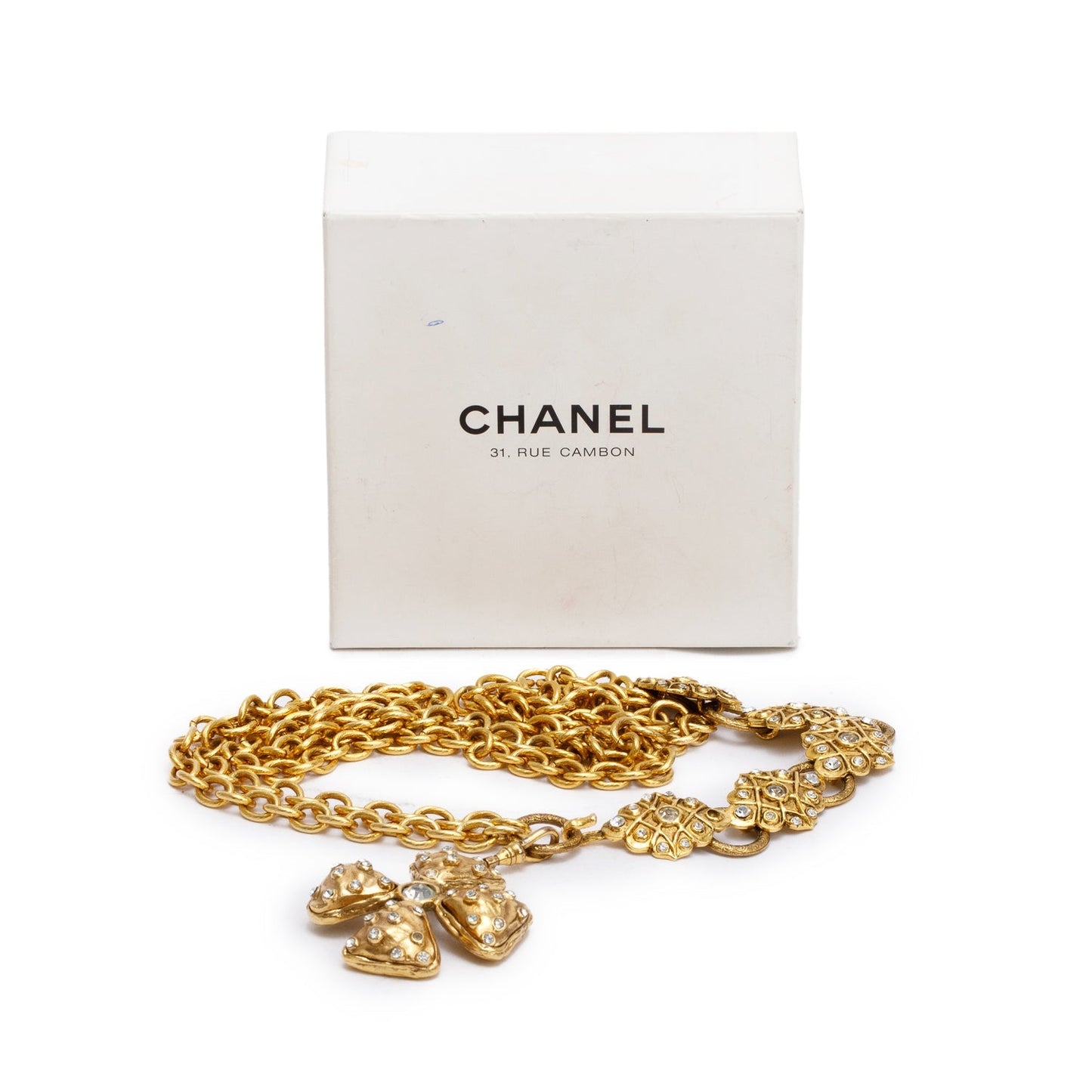 Chanel Plated Crystal Double Strand -Link Gold Belt