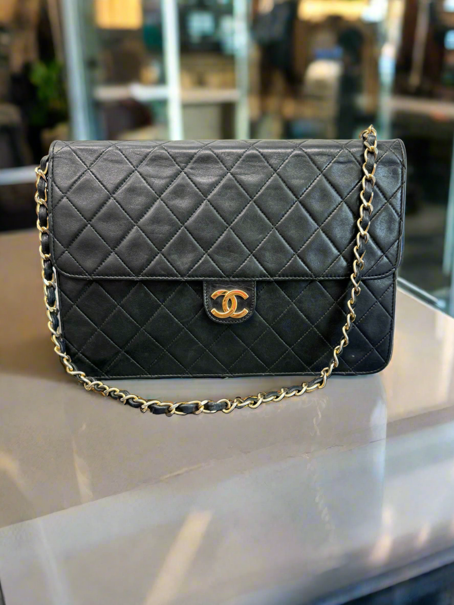 Chanel   Black Lambskin Medium Single Flap