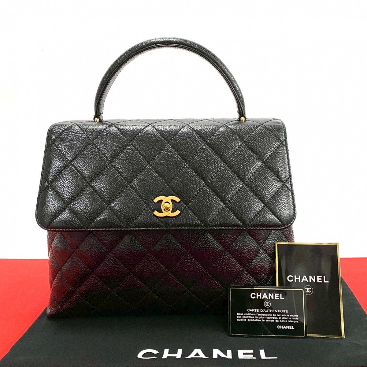 Chanel Matt caviar skin COCO Mark Matrasse Black Handbag