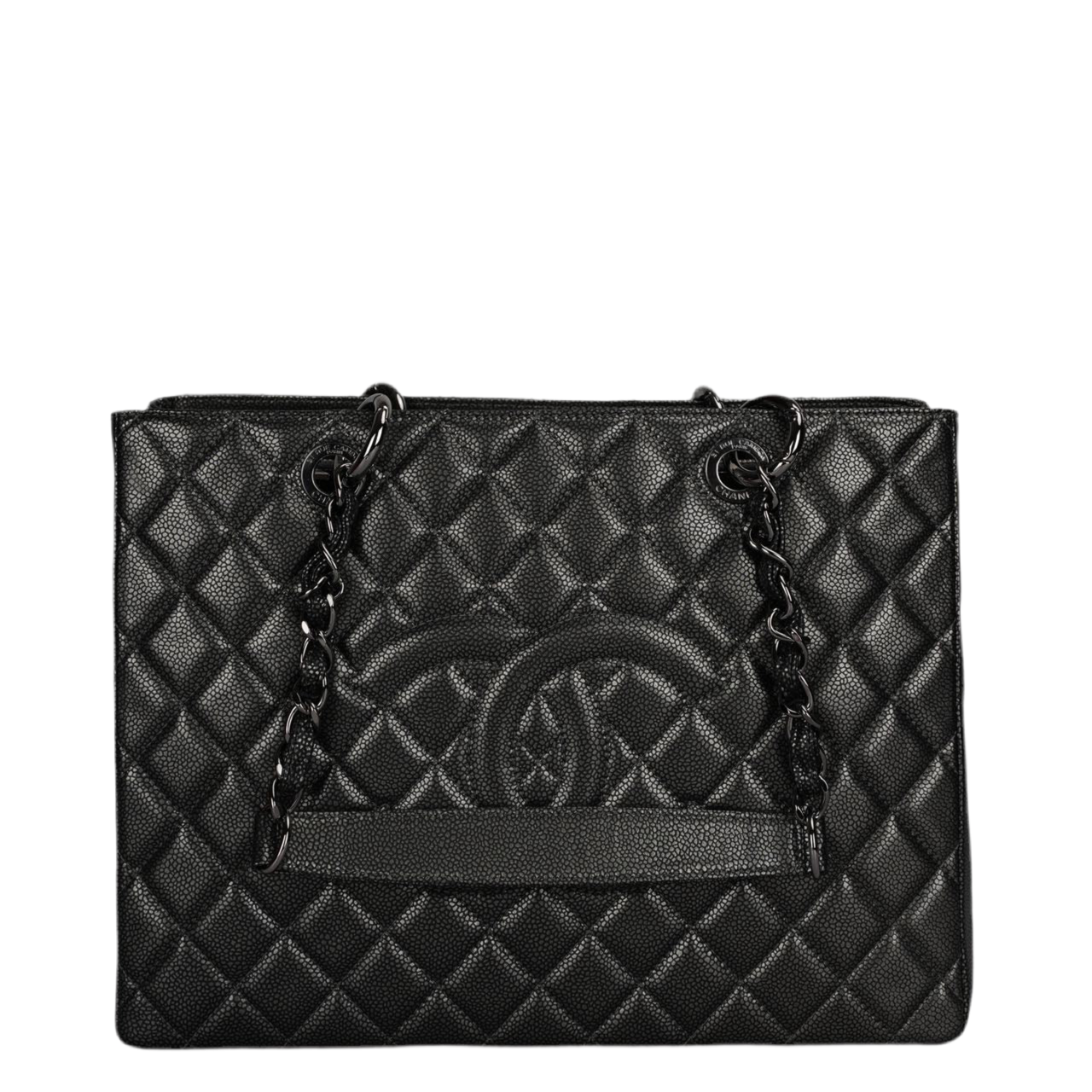 Chanel Grand Shopping Tote Black GST Bag in Caviar Leather with Black Hardware
