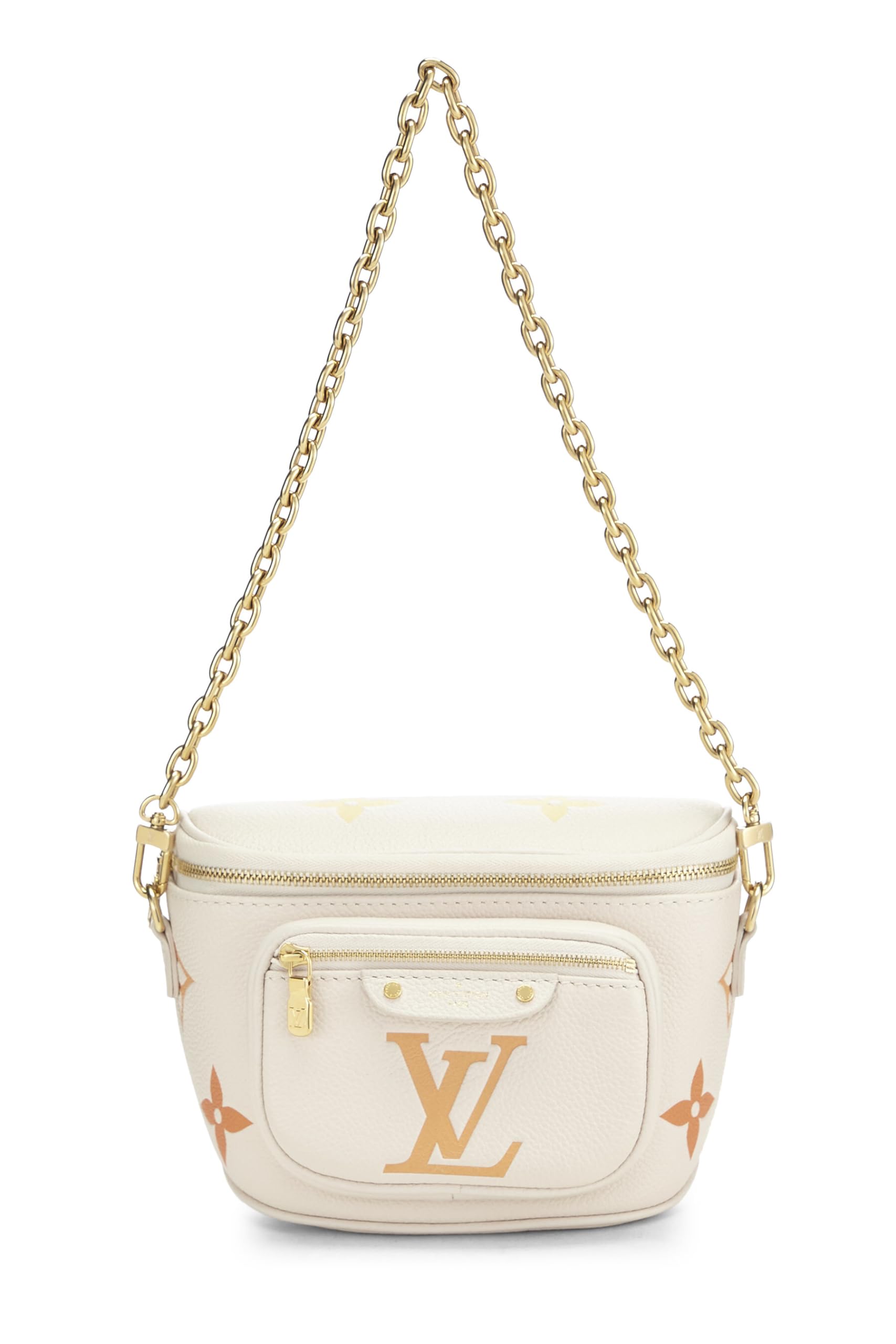 Louis Vuitton,  Cream Giant Monogram Empreinte Bumbag Mini, Cream