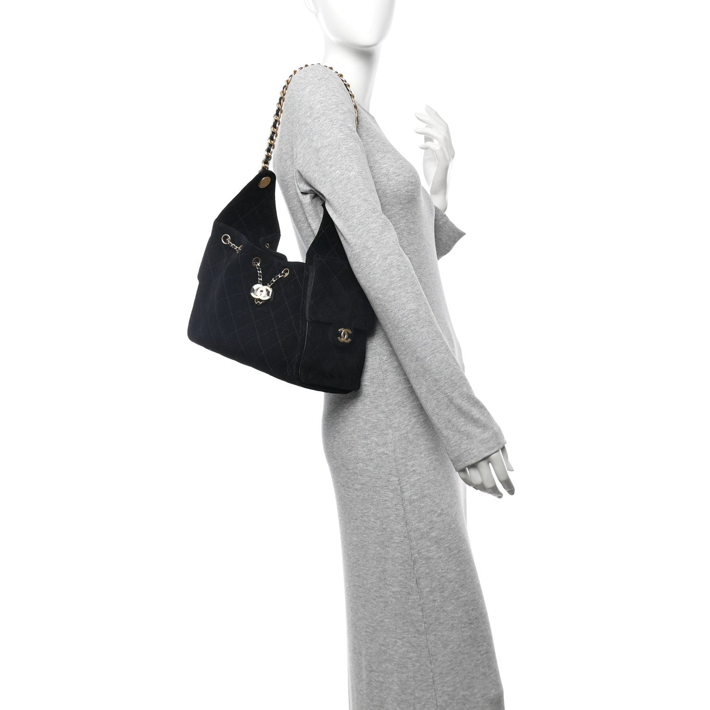 Chanel Suede Quilted Small 25 Handbag Black