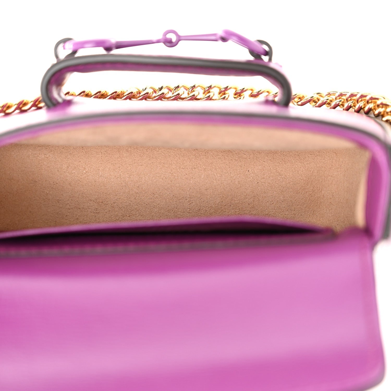 Gucci Azalea Calfskin Web Monochrome Horsebit 1955 Wallet On Strap Purple