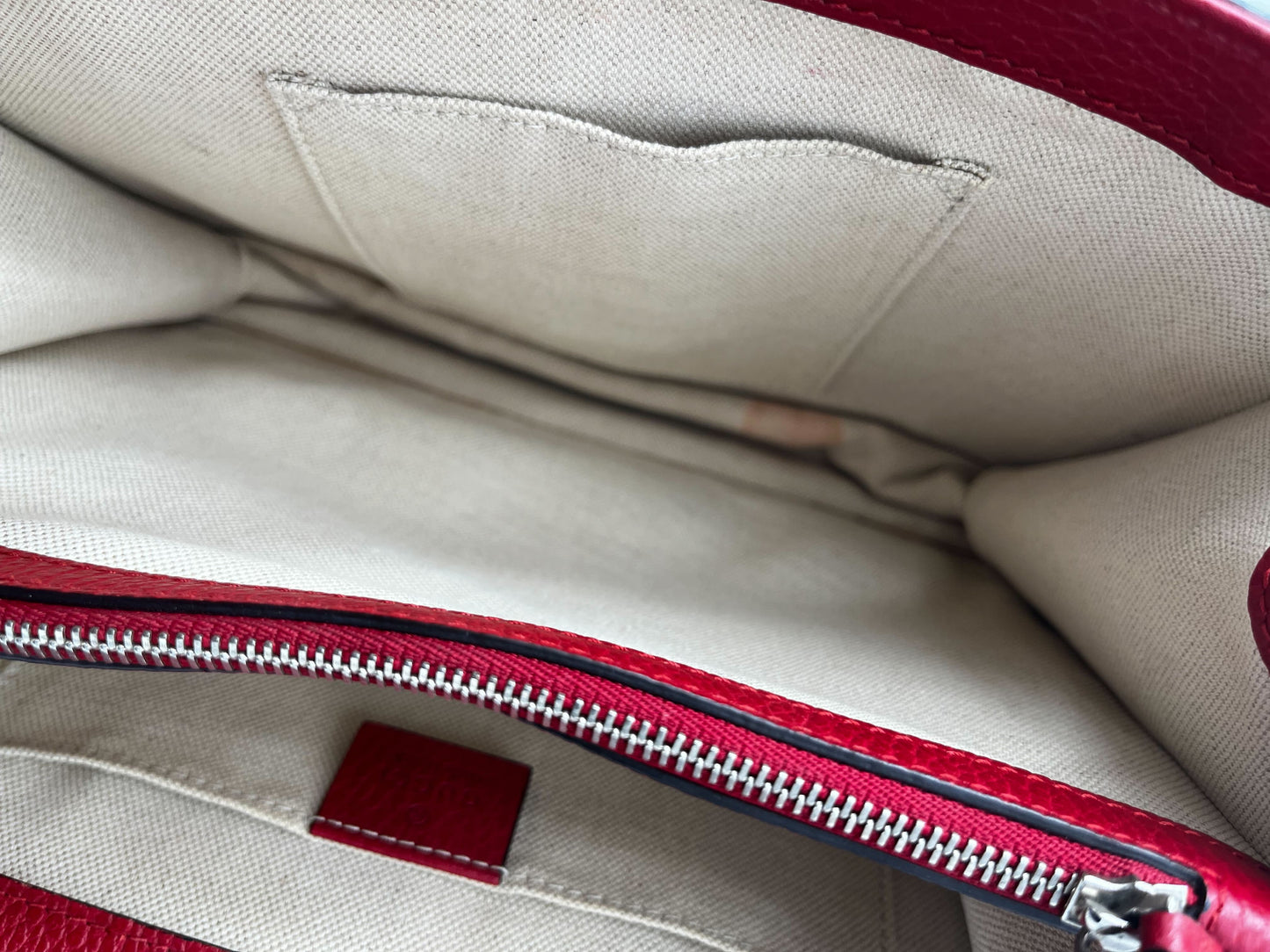 Gucci Dionysus Bamboo Top Handle Bag Leather Red Leather Handbag