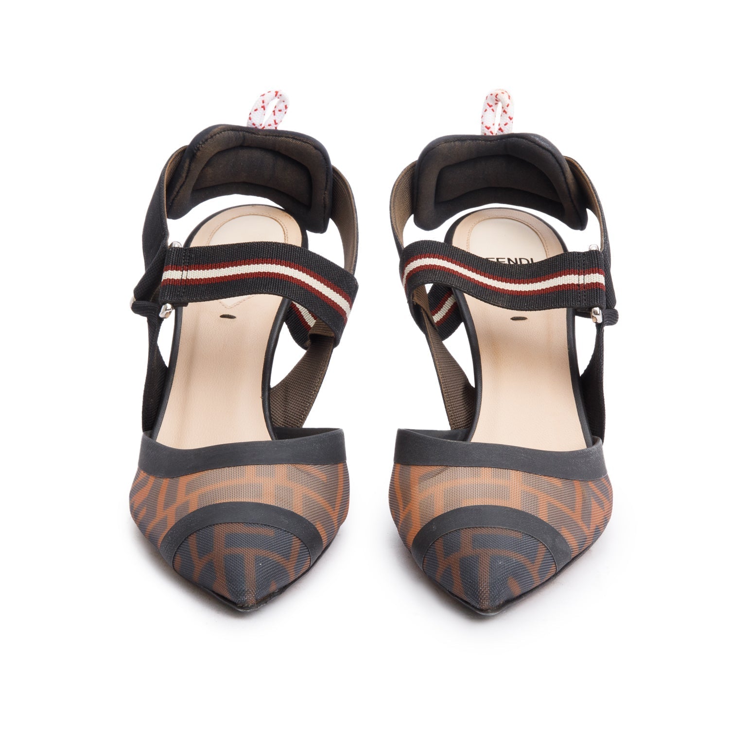 Fendi Ff Zucca Colibri Mesh Slingback Pumps Size Brown Shoes
