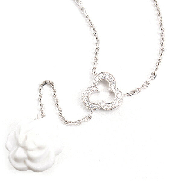 Chanel 18K White Gold Camelia Diamond Necklace Bag