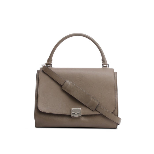 Celine Taupe Calfskin Trim Trapeze Bag Leather Suede Travel Bag