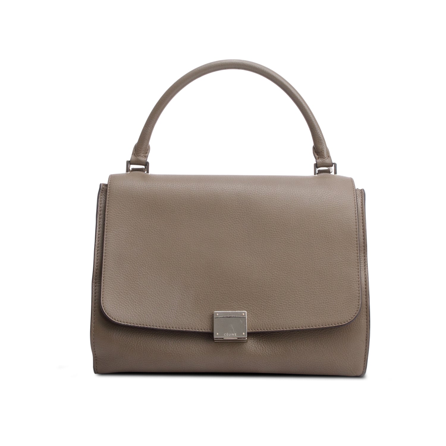 Celine Taupe Calfskin Trim Trapeze Bag Leather Suede Travel Bag