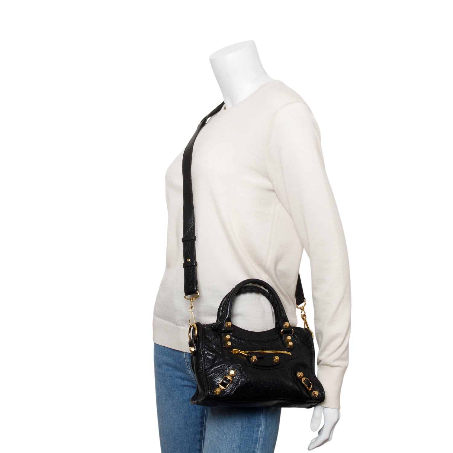 Balenciaga Agneau Classic City Bag Leather Black Travel Bag