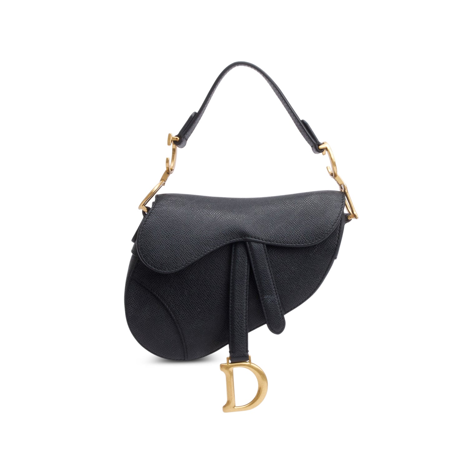 Dior Christian Grained Calfskin Saddle Bag Leather Black Travel Bag 3