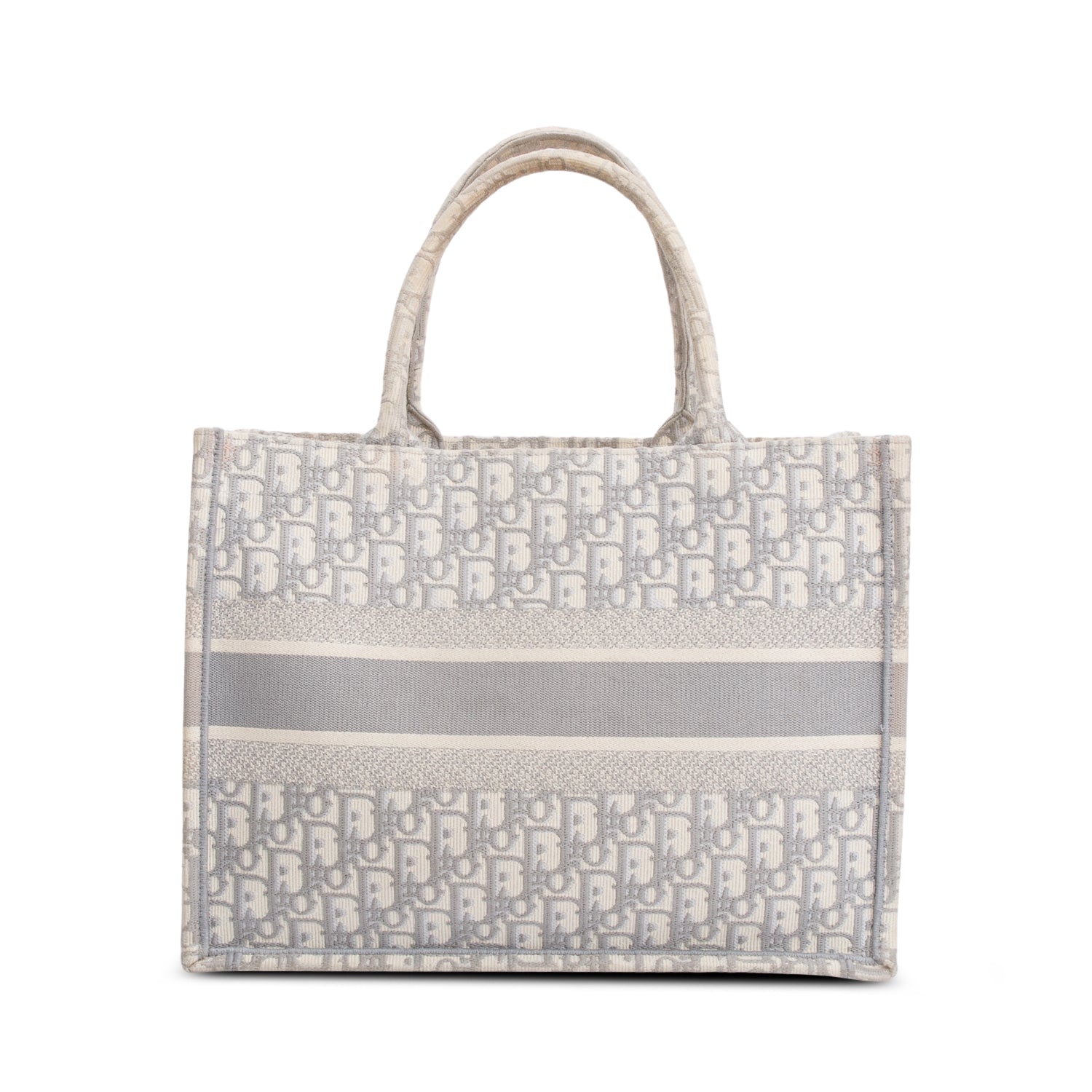 Dior Christian Grey Oblique Embossed Book Tote Handbag Leather Medium Tote Bag