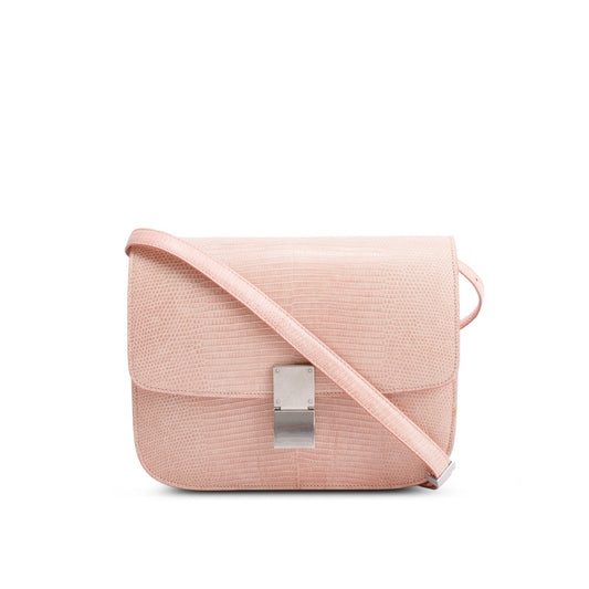 Celine Lizard Classic Box Bag Pink Medium Travel Bag