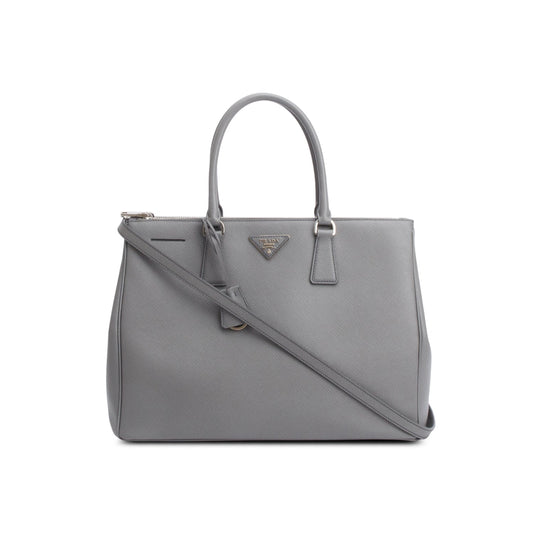 Prada Grey Saffiano Lux Double Zip Galleria Tote Large Tote Bag