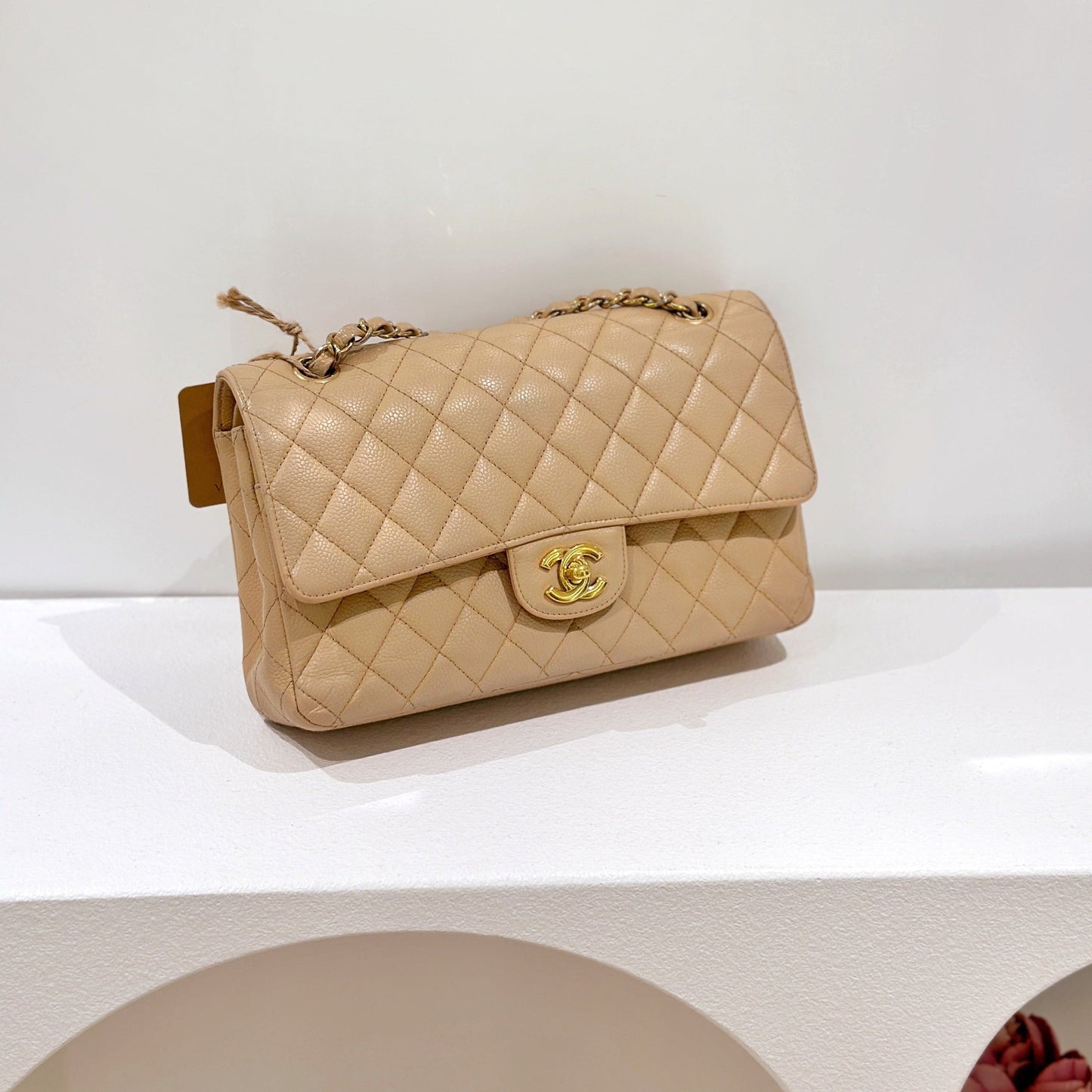 Chanel   beige class flap bag 25cm