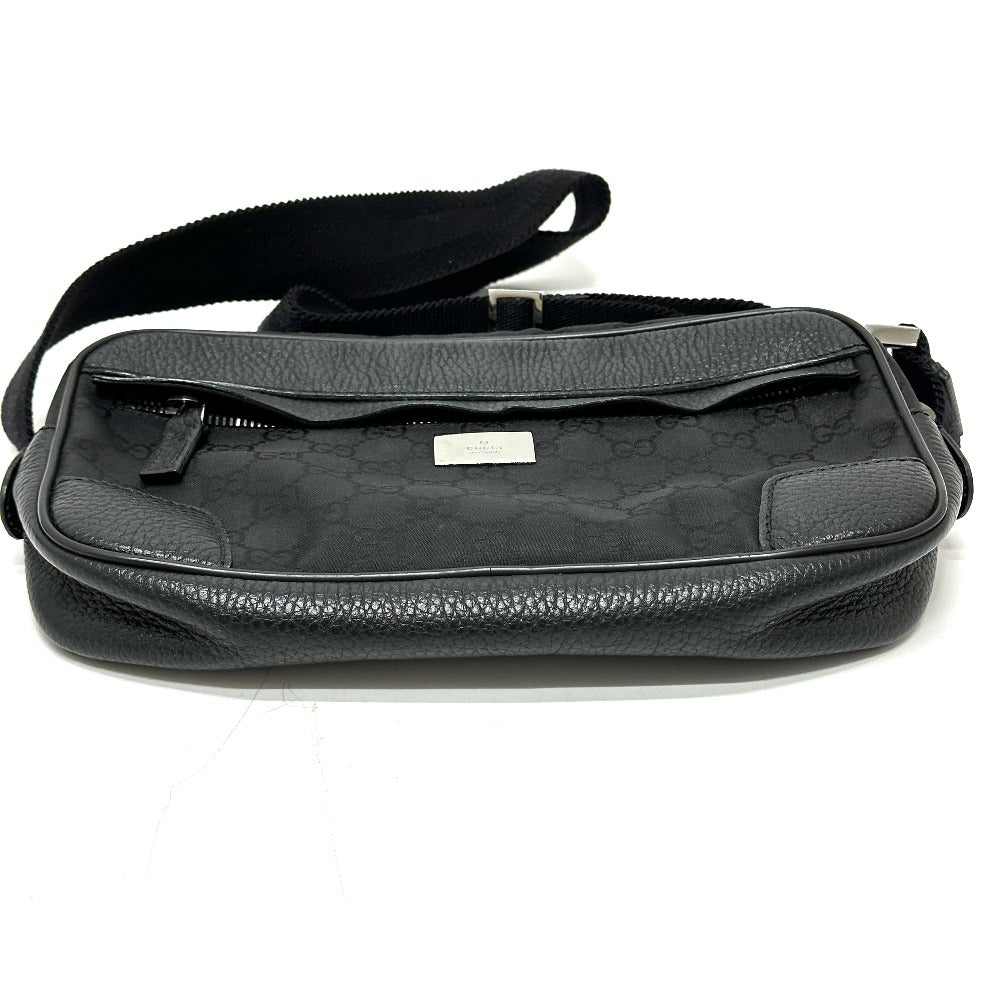 Gucci Waist GG Leather Nylon Black Handbag
