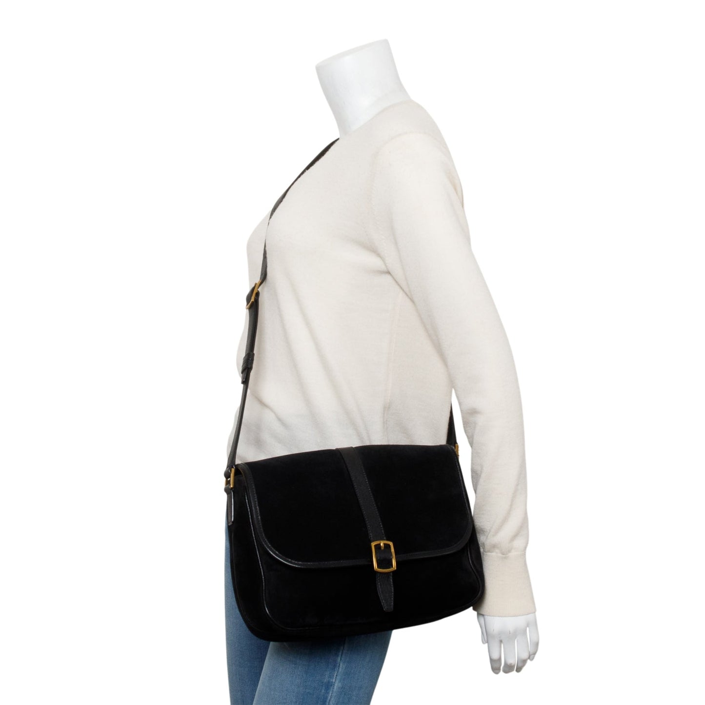 YSL Saint Laurent Sorbonne Crossbody Bag Suede Black