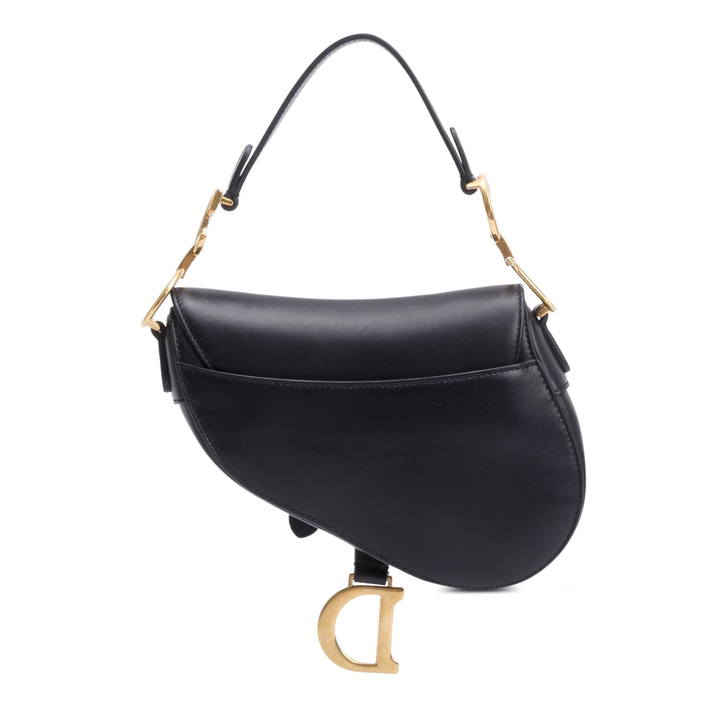 Dior Christian Smooth Saddle Bag Leather Black Travel Bag