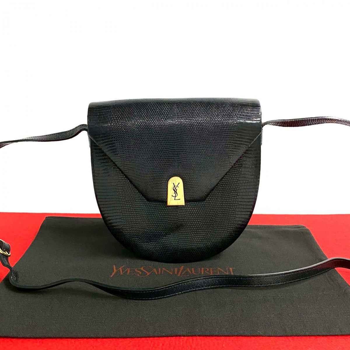 YSL Saint Laurent Shoulder Bag Women Leather Black Logo