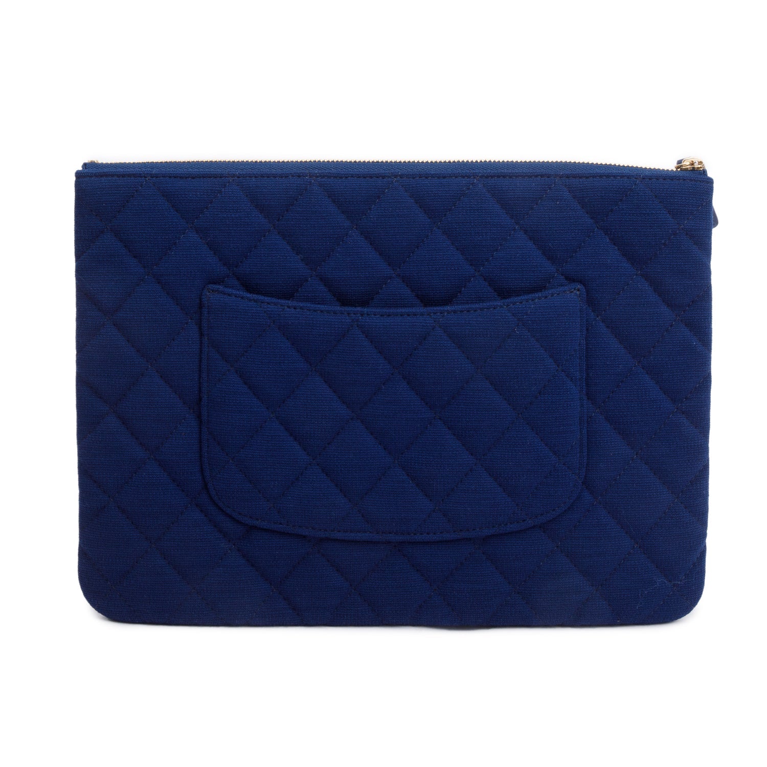 Chanel Jersey Cotton Quilted Cosmetic Blue Travel Bag