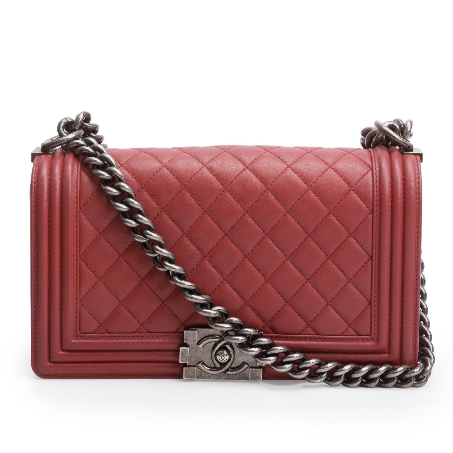 Chanel Quilted Boy Leather Lambskin Pink Travel Bag Boy Bag