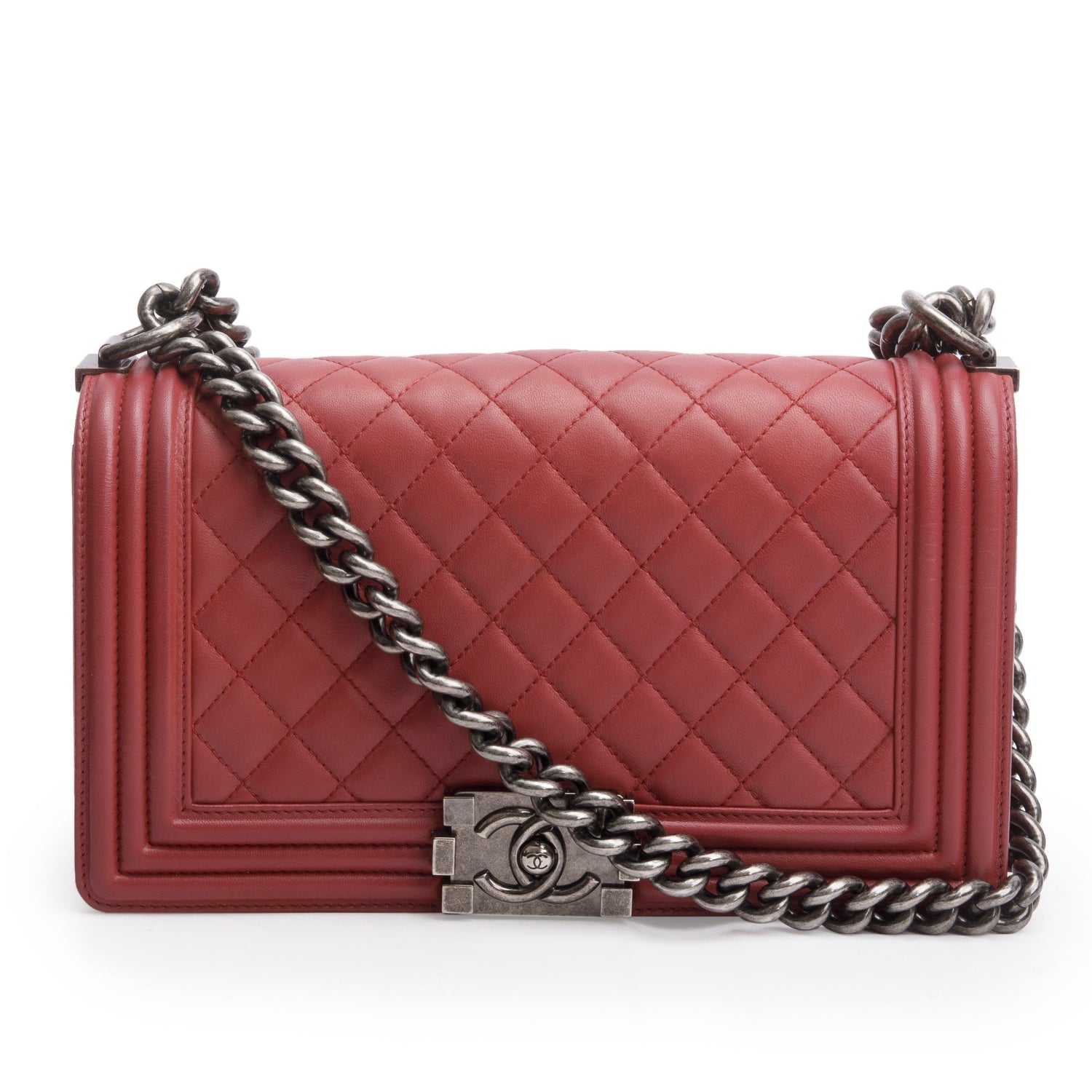 Chanel Quilted Boy Leather Lambskin Pink Travel Bag Boy Bag