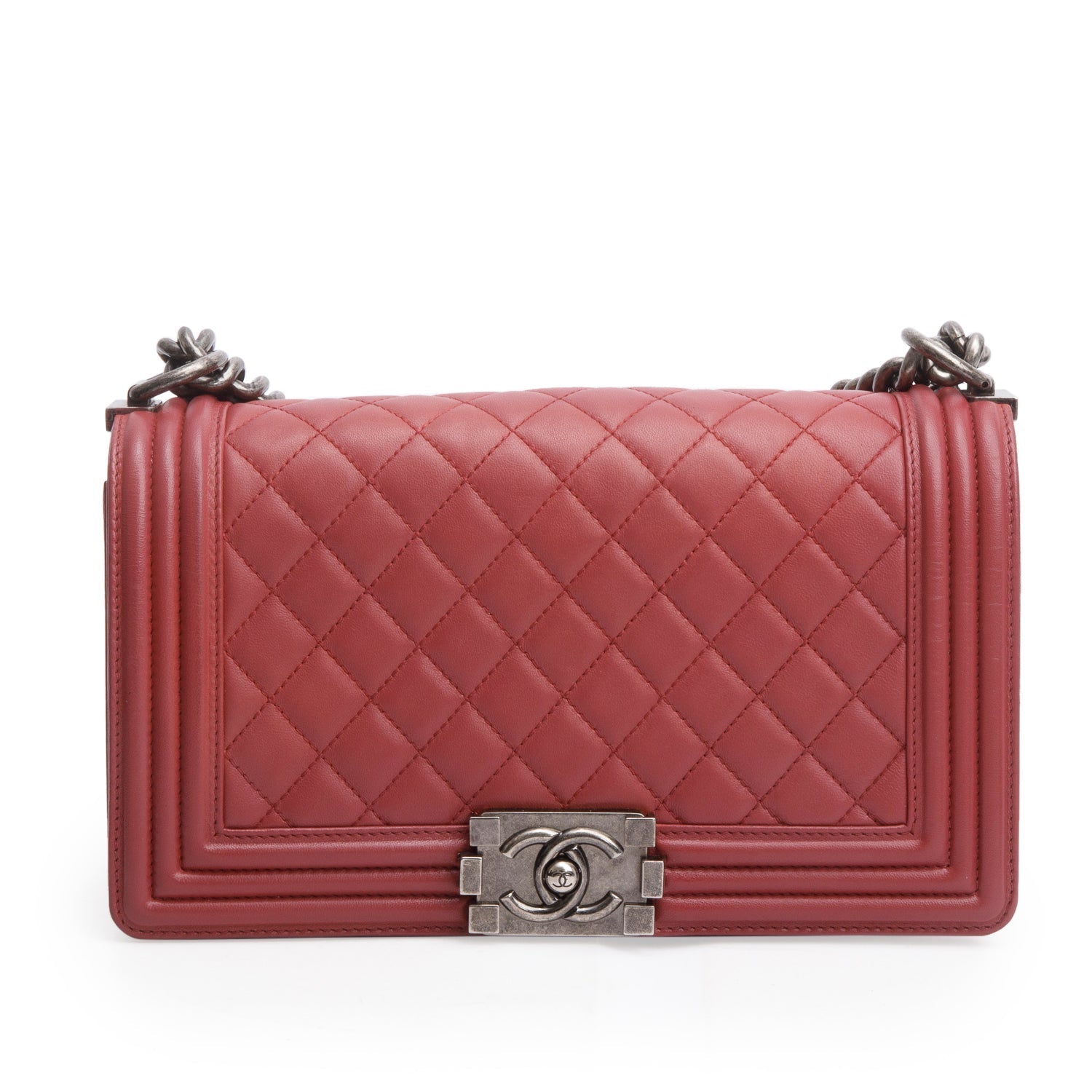Chanel Quilted Boy Leather Lambskin Pink Travel Bag Boy Bag
