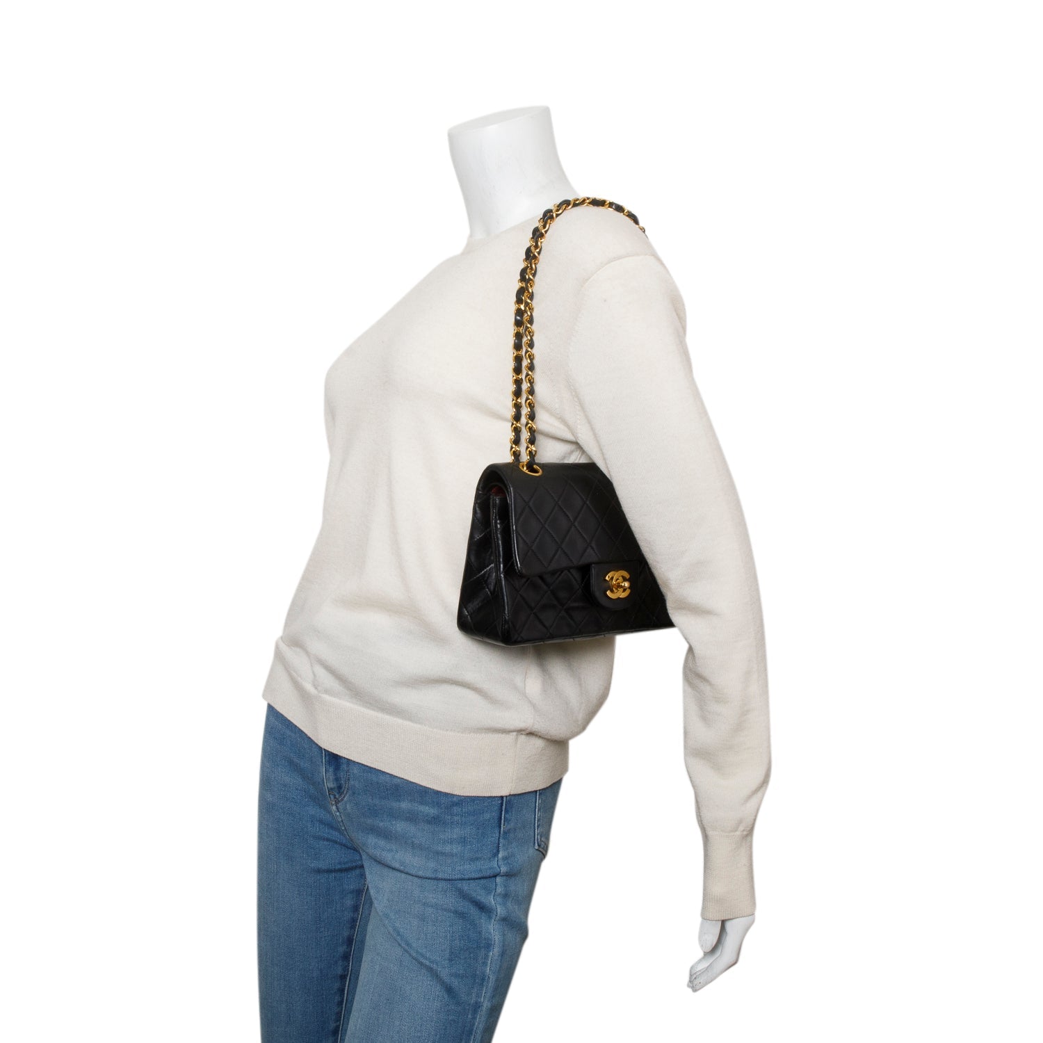 Chanel Classic Double Flap Lambskin Black Travel Bag 10