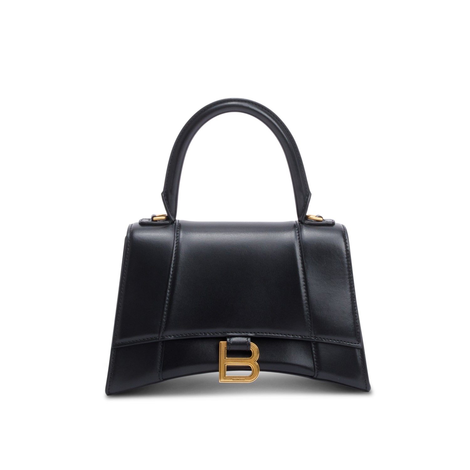 Balenciaga Smooth Hourglass Top Handle Bag Leather Black Travel Bag