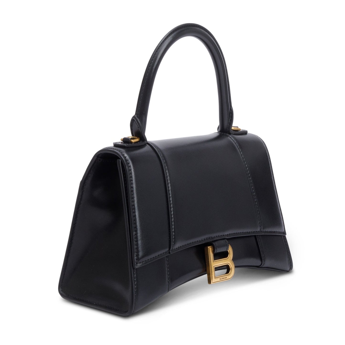 Balenciaga Smooth Hourglass Top Handle Bag Leather Black Travel Bag