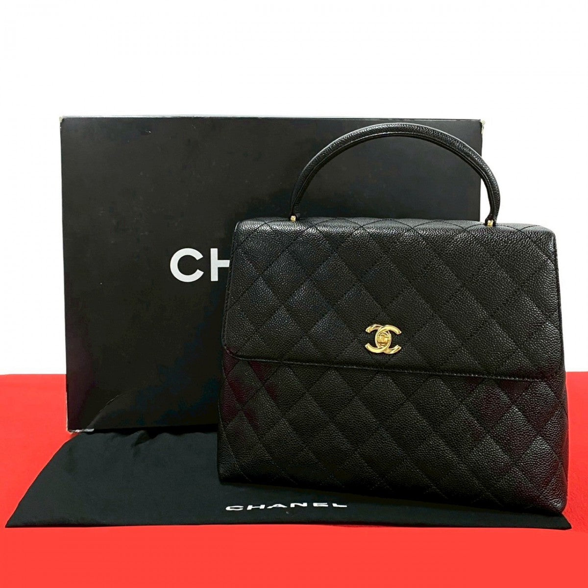 Chanel Matt caviar skin COCO Mark Matrasse Black Handbag 2