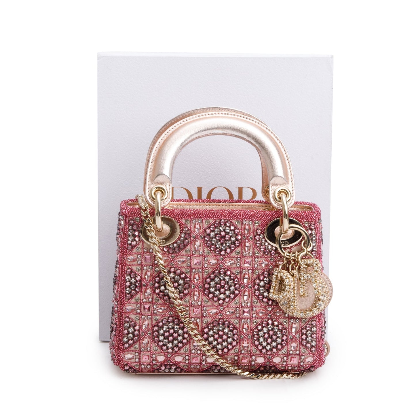 Dior Christian Lambskin & Embroidered Crystal Beads Mini Satin Travel Bag
