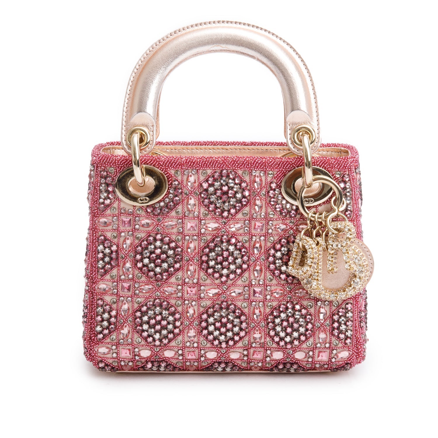 Dior Christian Lambskin & Embroidered Crystal Beads Mini Satin Travel Bag