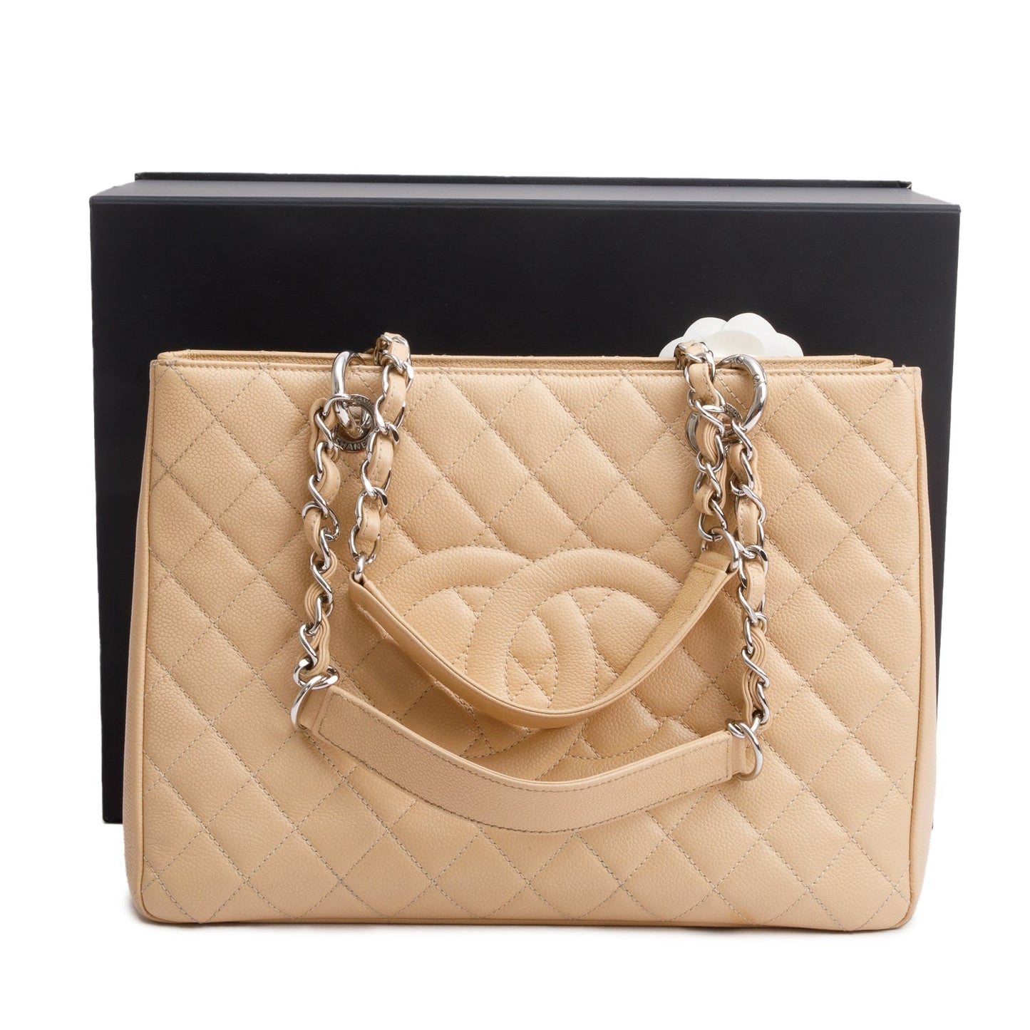Chanel Caviar Grand Shopping GST Leather Beige Travel Bag Box Receipt