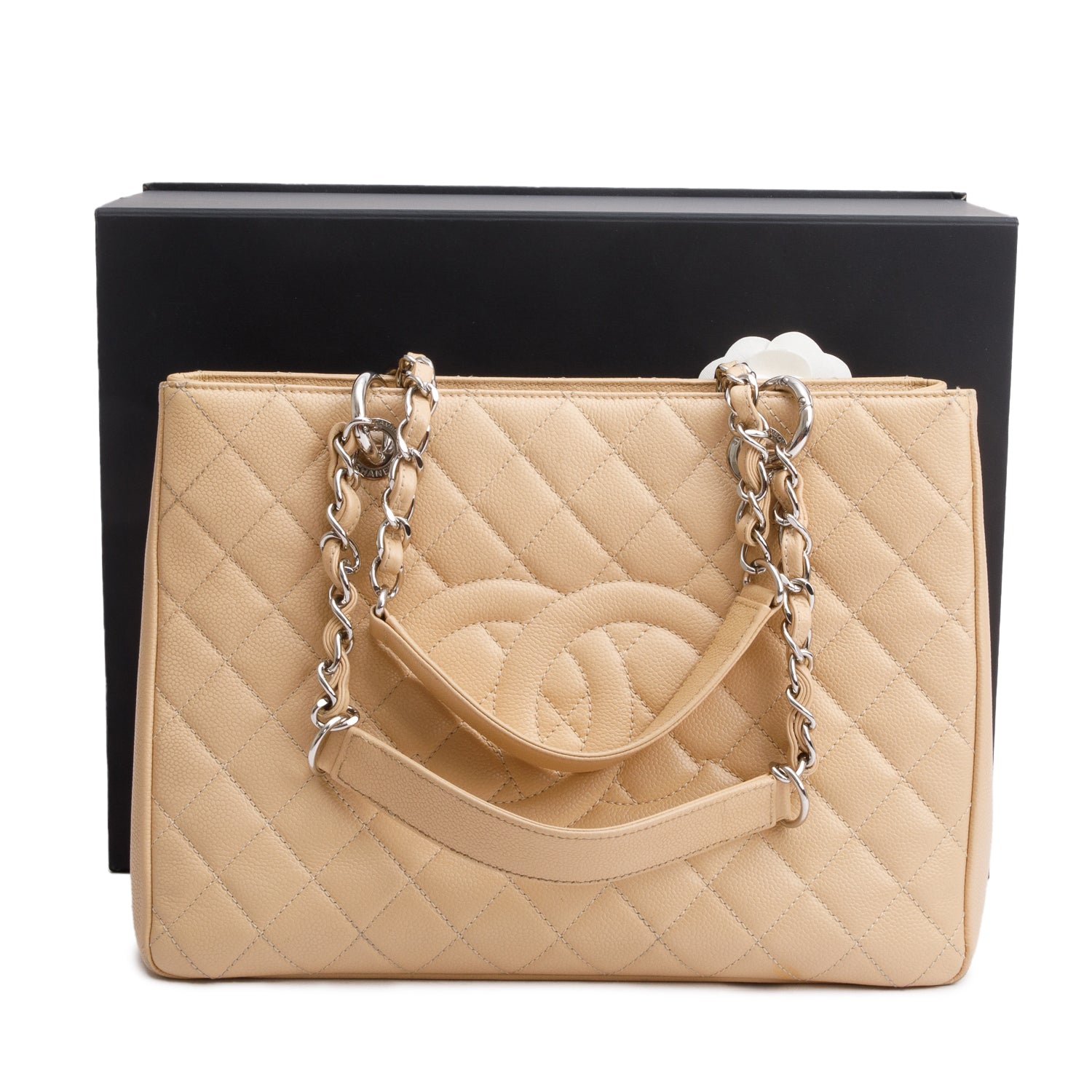 Chanel Caviar Grand Shopping GST Leather Beige Travel Bag Box Receipt
