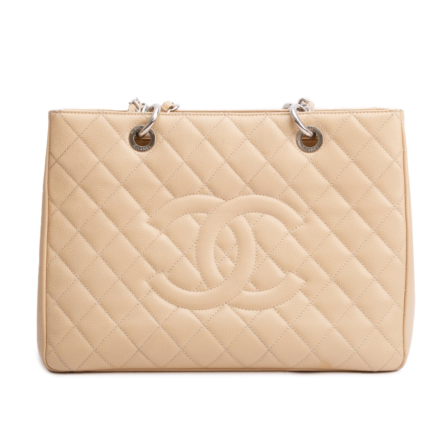 Chanel Caviar Grand Shopping GST Leather Beige Travel Bag Box Receipt