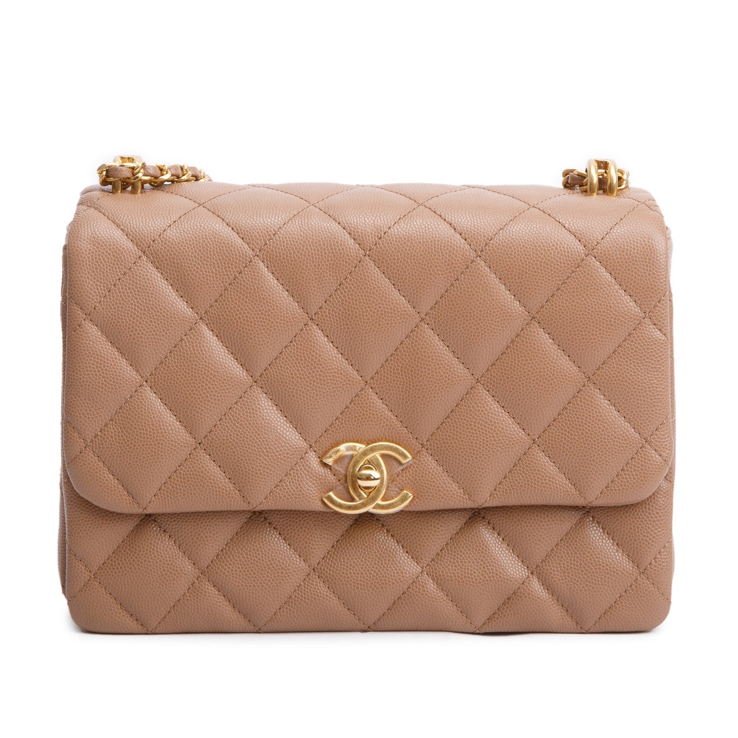 Chanel Caviar Coco Flap Leather Brown Travel Bag