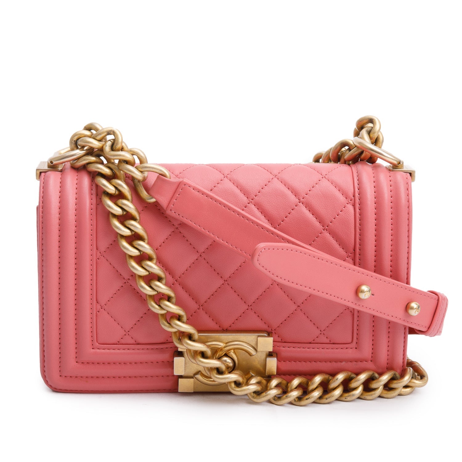 Chanel Boy Leather Lambskin Pink Travel Bag Boy Bag