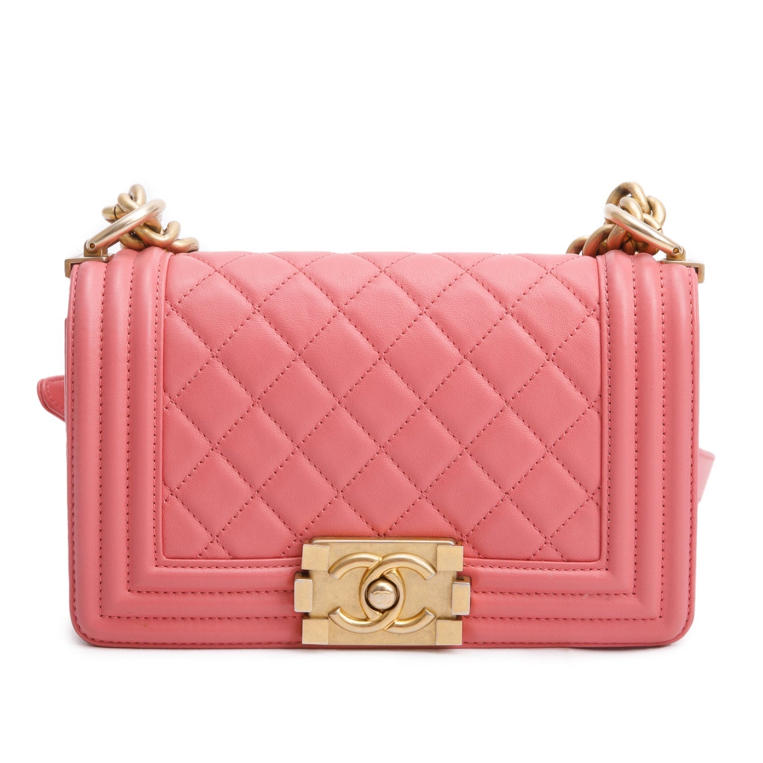 Chanel Boy Leather Lambskin Pink Travel Bag Boy Bag