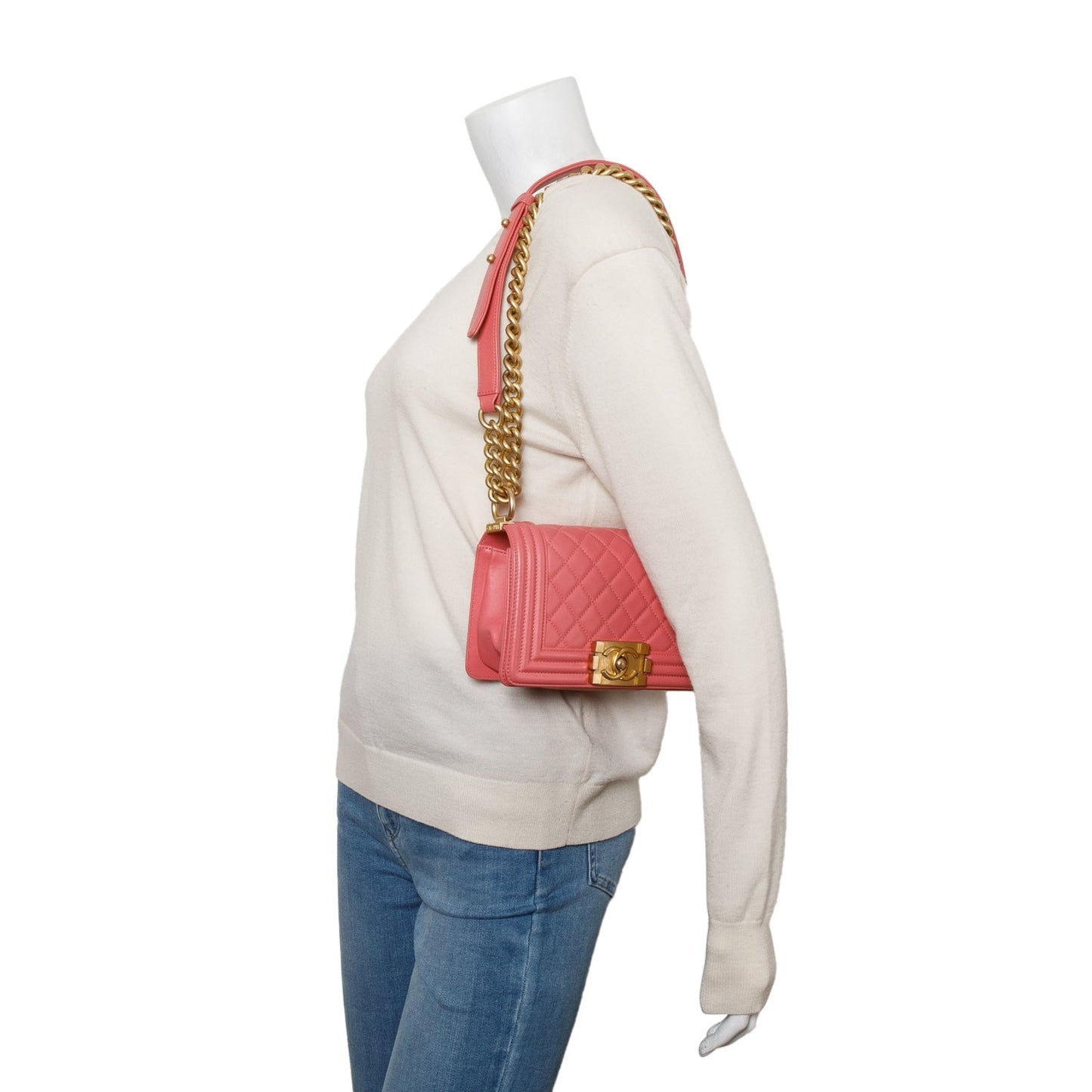 Chanel Boy Leather Lambskin Pink Travel Bag Boy Bag